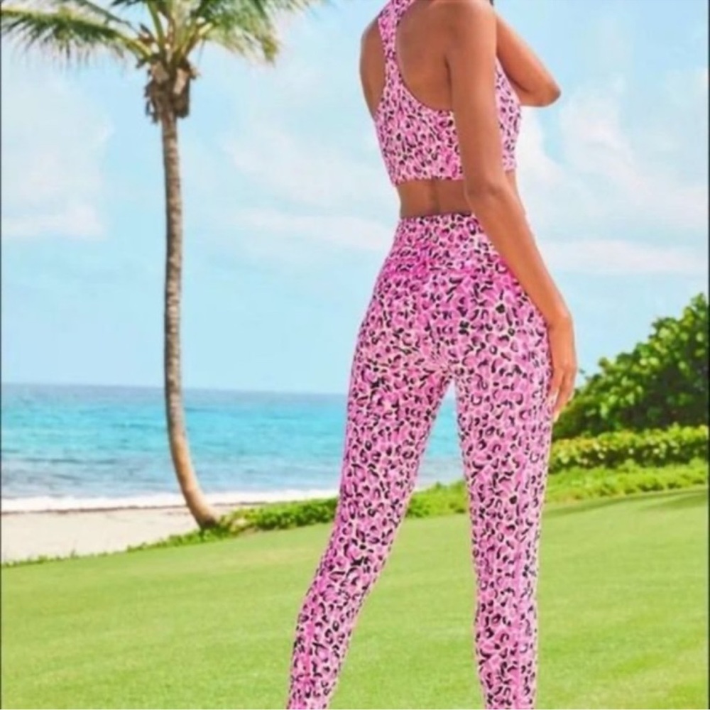 Lilly Pulitzer Weekender High Rise Leggings Pink Leopard M